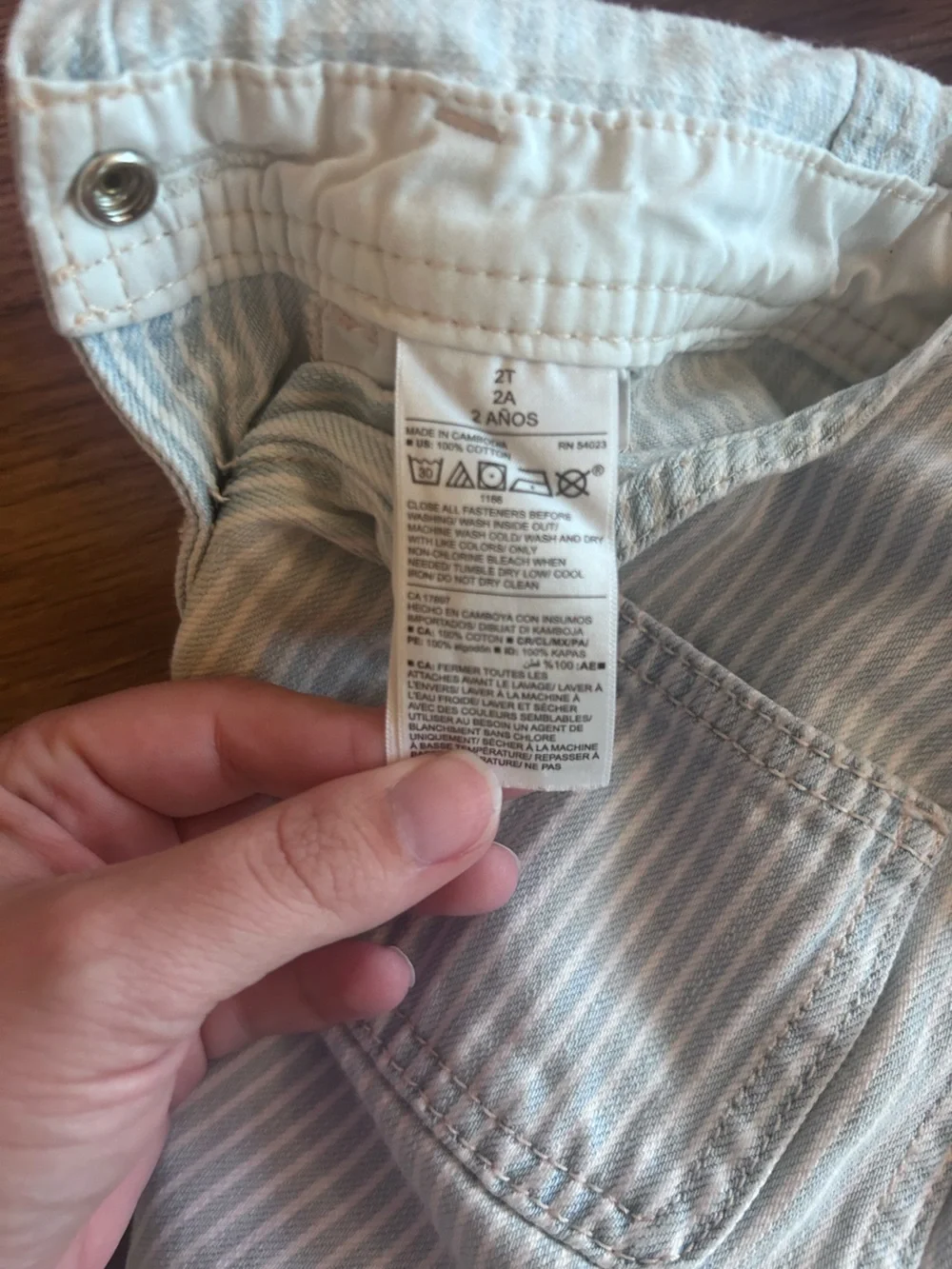Old Navy Cream and Light Blue Striped Kids Shortalls